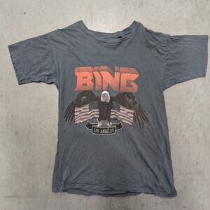 Anine Bing Charcoal Grey Eagle Graphic Los Angeles Oversized Tee Rocker Chic